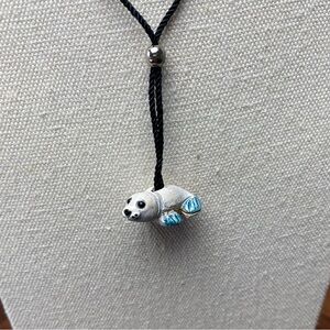 Vintage Peruvian Seal Charm Necklace 28”